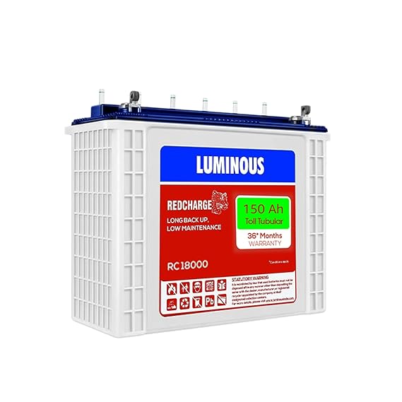 Luminous Red Charge RC 18000 150 Ah,Tall Tubular Inverter Battery for Home, Office & Shops