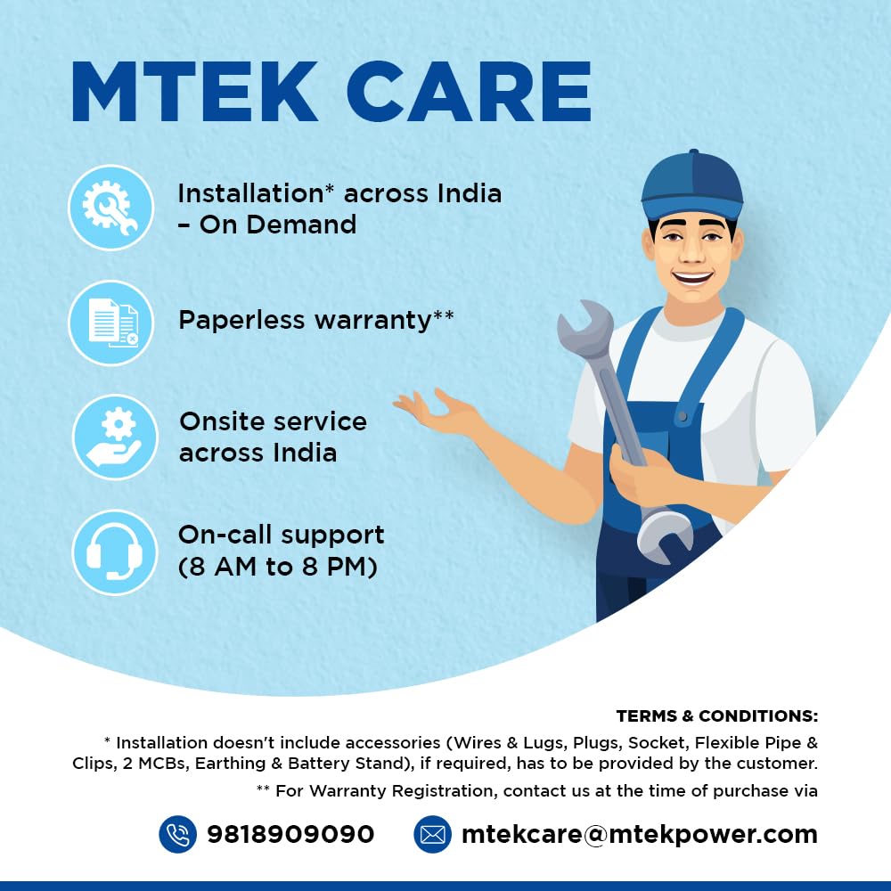 MTEKPOWER Durasmart Eb1900+ 160Ah/12V Tubular Inverter Battery For Longer Battery Life of Home, Office & Shops Use 