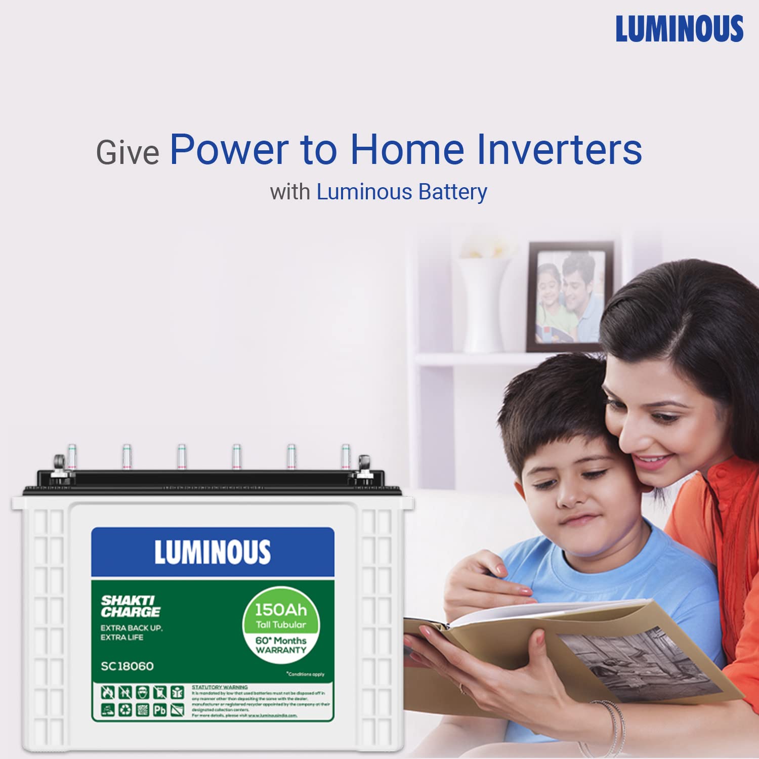 Luminous Shakti Charge SC18060 150Ah Tall Tubular Inverter Battery with 60 Months Warranty for Home, Office & Shops